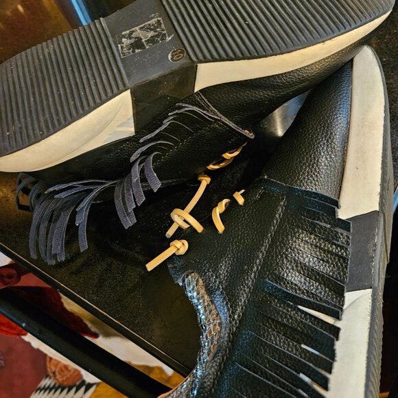 Leather Fringe Sneaker - Black - Picture 7 of 8